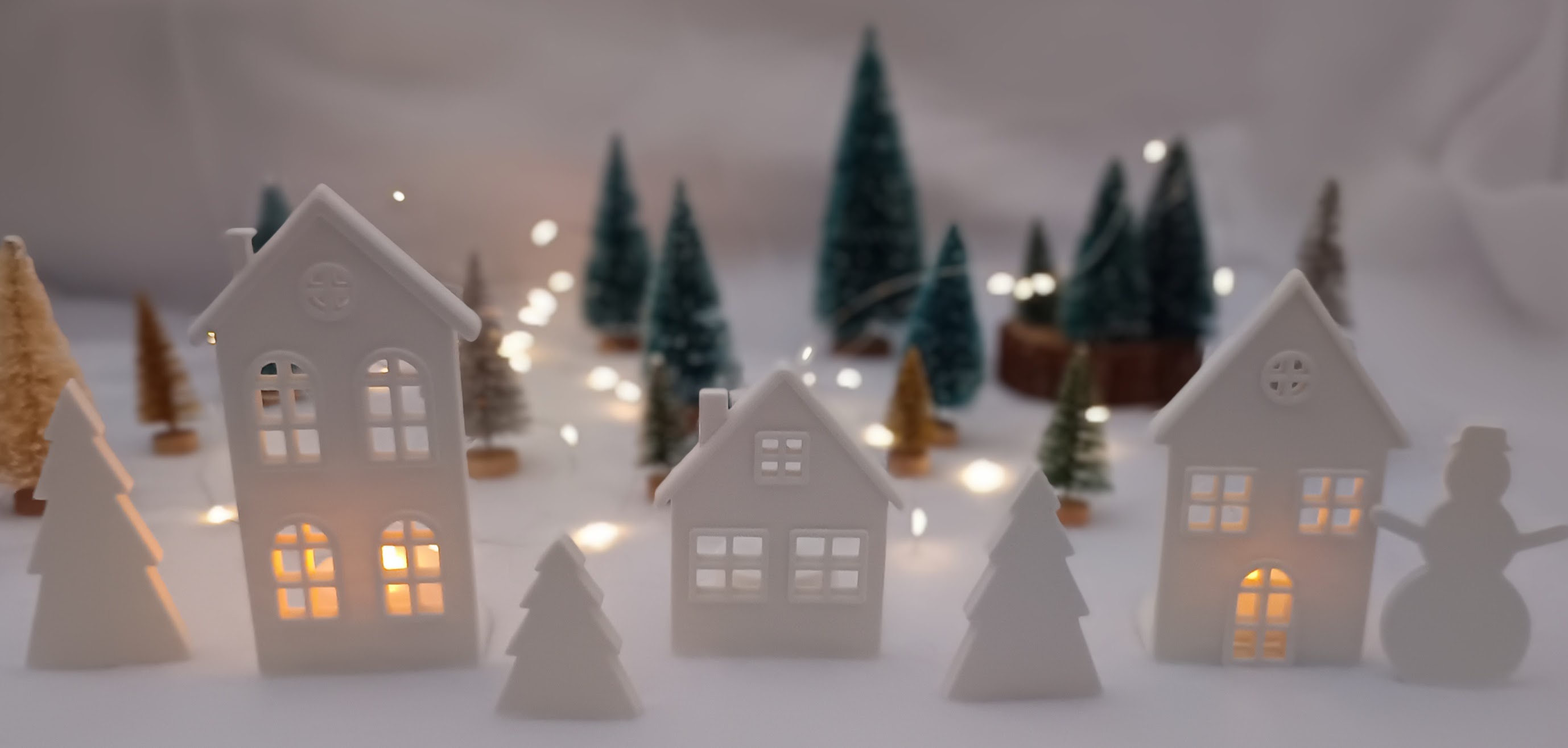 Flat Christmas Village for Tea Lights