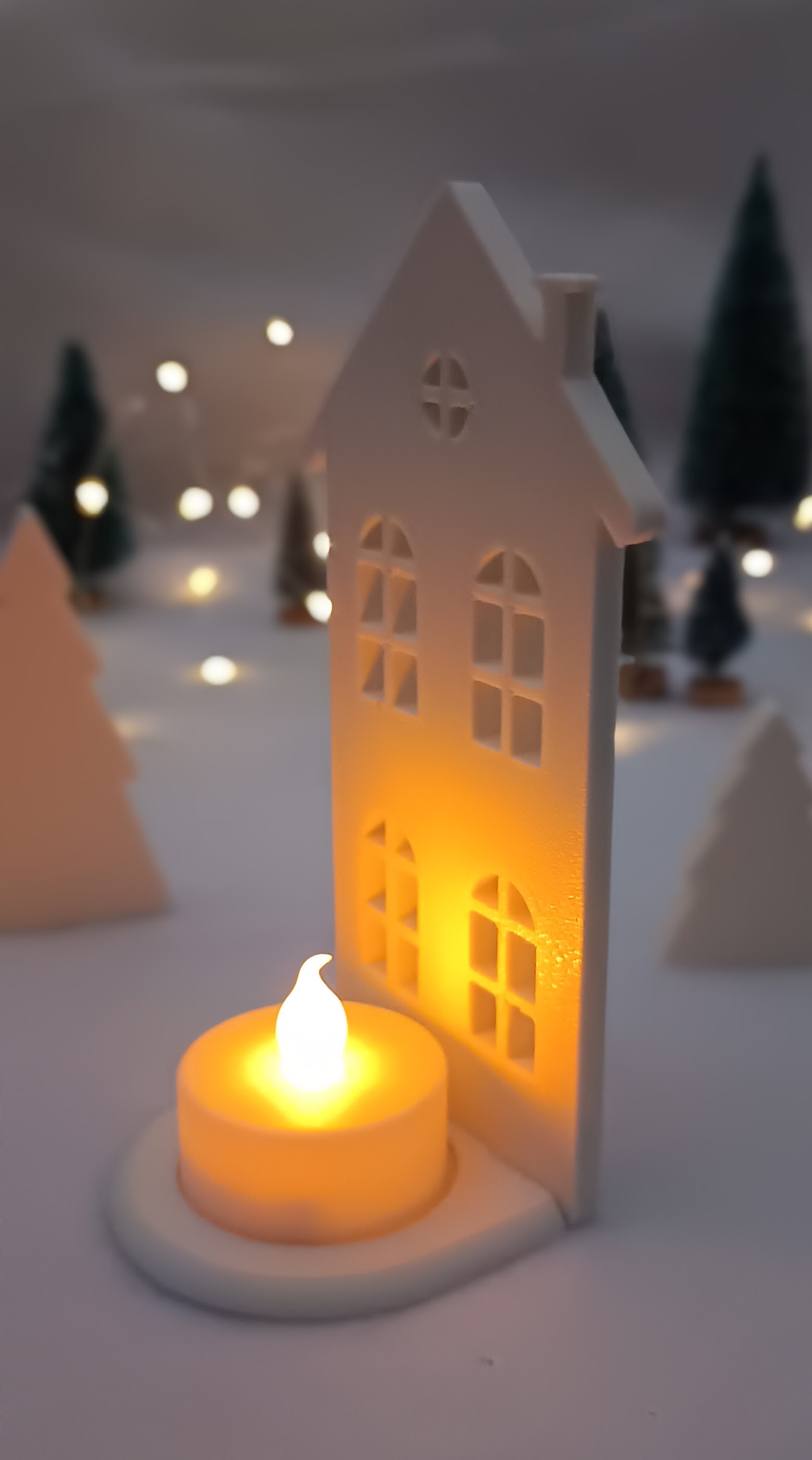 Flat Christmas Village for Tea Lights
